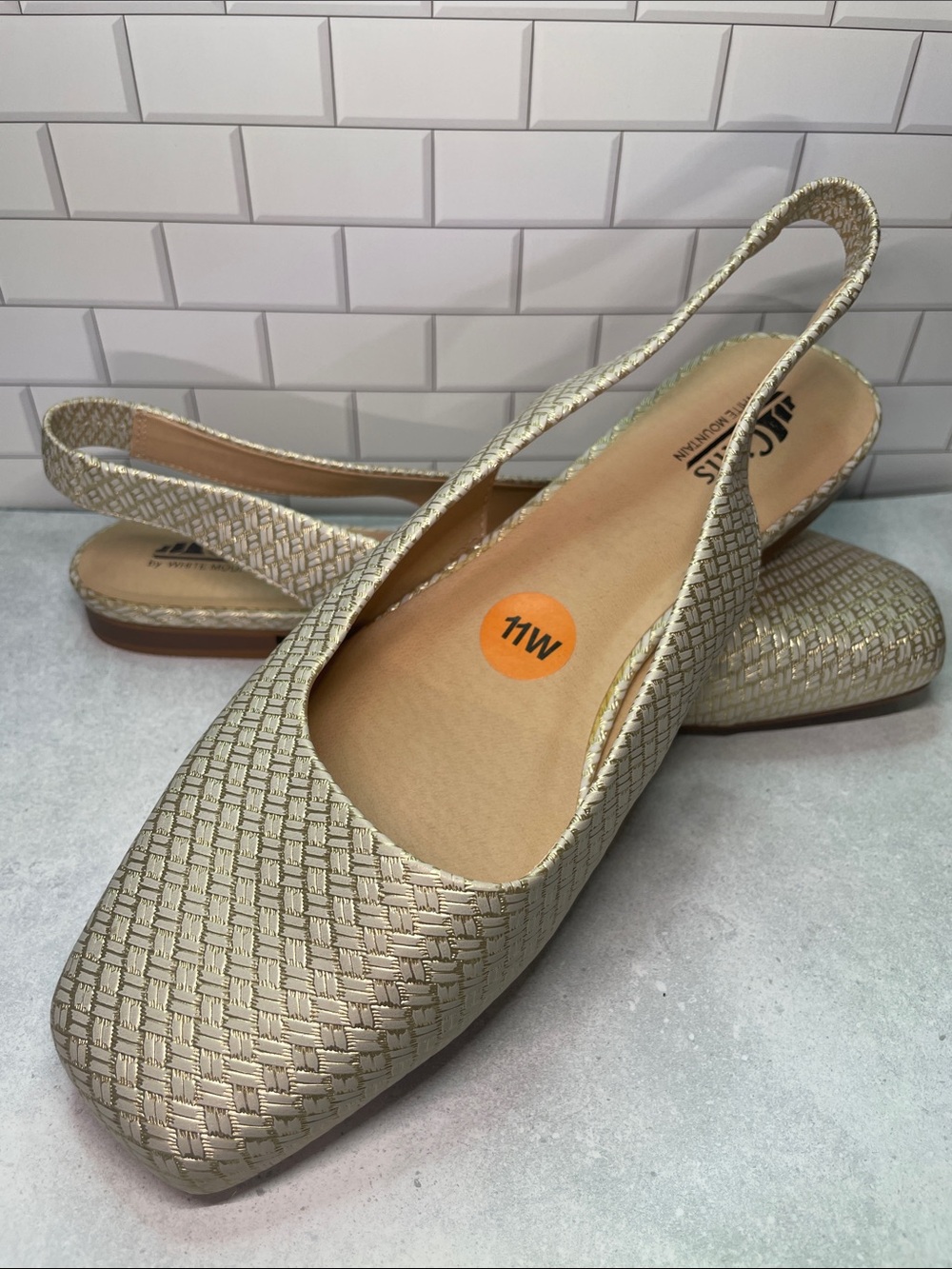 Cliffs by WHITE MOUNTAIN Metallic Beige Slingback Flats